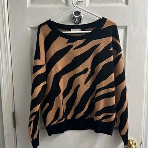 Tiger stripe sweater. NWOT. Black and nude sweater.